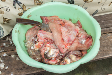 Fish cut into pieces sold
