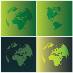 Set of Four 3D Abstract Earth Globe Backgrounds