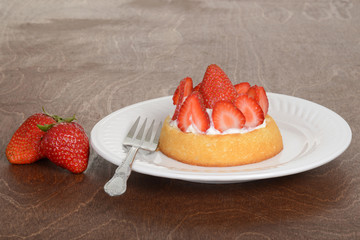 strawberry shortcake with a fork