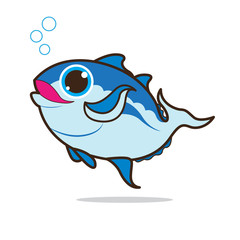 tuna fish cute cartoon eps 10 vector