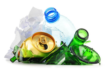 Recyclable garbage consisting of glass plastic metal and paper