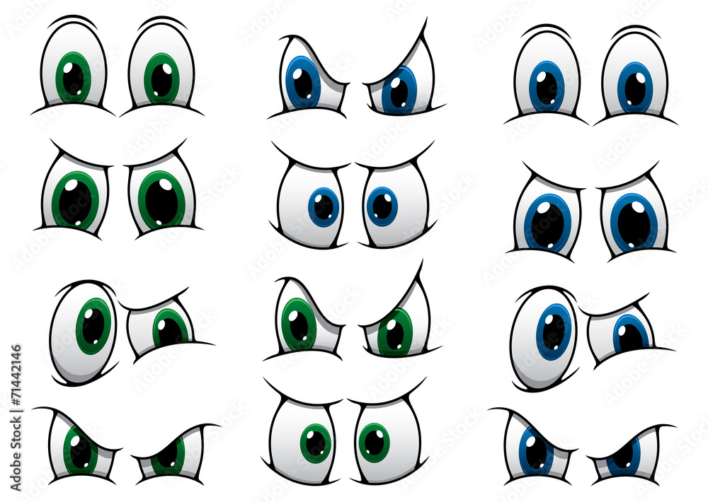 Poster set of cartoon eyes showing various expression