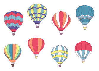 Naklejka premium Set of colored hot air balloons