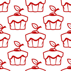Cherry cupcake seamless pattern