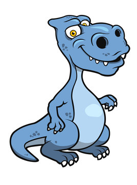 Cute blue cartoon dinosaur