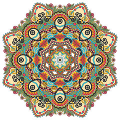 Circle lace ornament, round ornamental geometric doily pattern