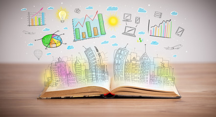 drawing of a business scheme on an opened book