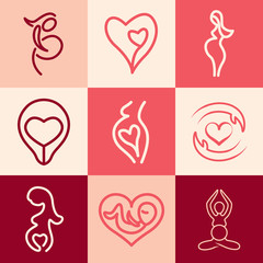 Pregnancy icons vector set
