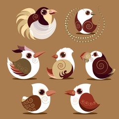 Bird set collection prehistoric color eps 10 vector