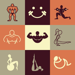 Obraz na płótnie Canvas Fitness icons vector set
