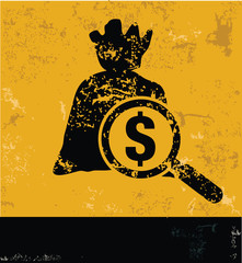 Money symbol on grunge yellow background,grunge vector