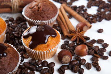 chocolate cake with coffee beans