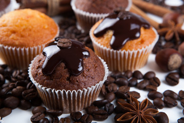 chocolate cake with coffee beans