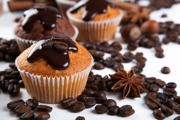 chocolate cake with coffee beans