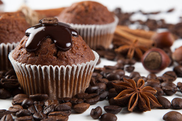 chocolate cake with coffee beans