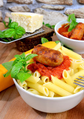 Rigatoni italian pasta with tomato sauce