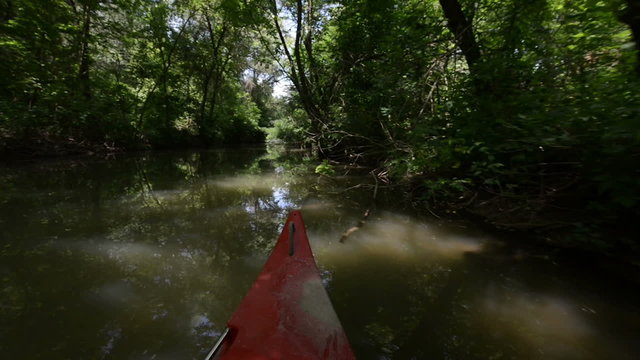 Riding canoe on the river