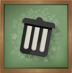 Bin design on blackboard background,clean vector