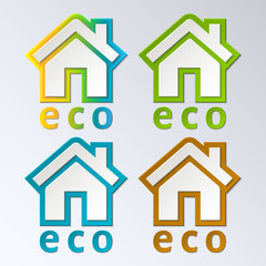 Eco House in rainbow color. Vector. EPS 10.