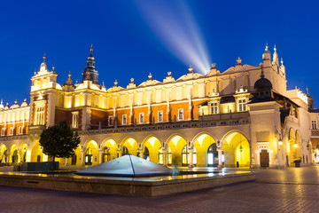 Fototapeta na wymiar Market Square at night, Poland, Krakow.