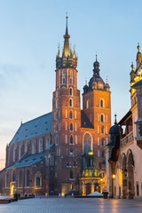 Naklejka na ściany i meble St. Mary's Church in Market Square, Krakow, Poland.