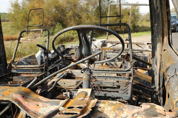 Unfall, verbrannt, ausgebrannt, Autowrack