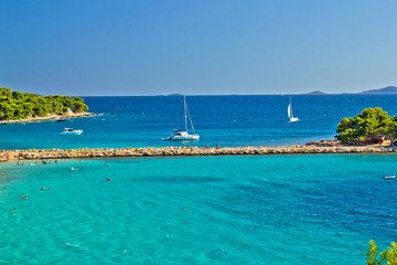 Turquoise croatian beach on Murter island