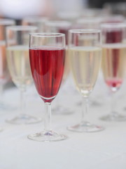 lot of glasses with champagne