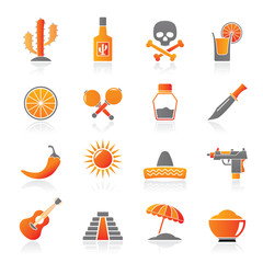 Mexico and Mexican culture icons - vector icon set