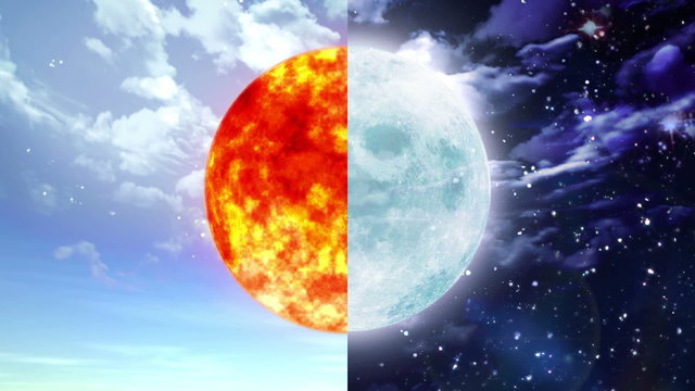 sun and moon of day and night seperate screen concept