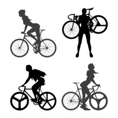 Cyclists Woman and fixed gear bicycle