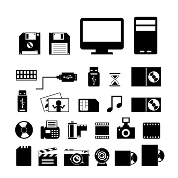 Computer and storage icons set