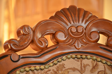 Detail of back an decorative wooden chair