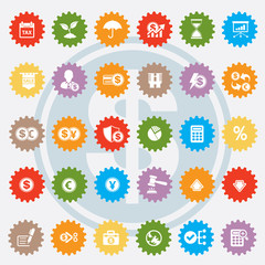 Finance icon set,colour version,clean vector
