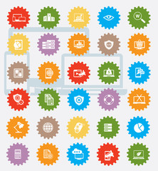 SEO and marketing icon set,colour version,clean vector