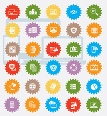 SEO and marketing icon set,colour version,clean vector