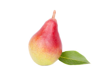 Ripe pear on white background.