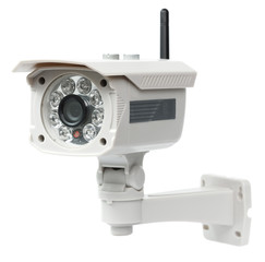 CCTV security camera on white background