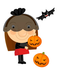 Cartoon happy and colorful child - halloween - isolated - illustration for children