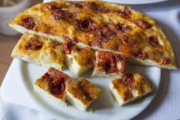 Italian focaccia with tomatoes