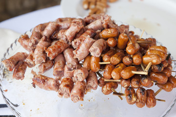 skewers of grilled meat