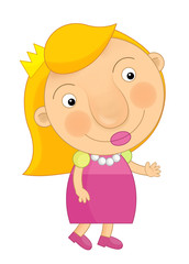 Cartoon princess standing and smiling - isolated - illustration for children