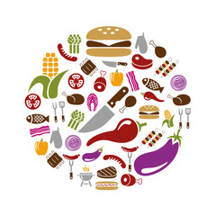 barbecue icons in circle