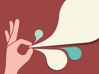 hand with communication bubbles