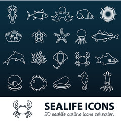 sealife outline icons
