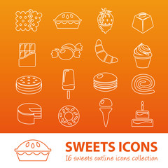 sweets outline icons