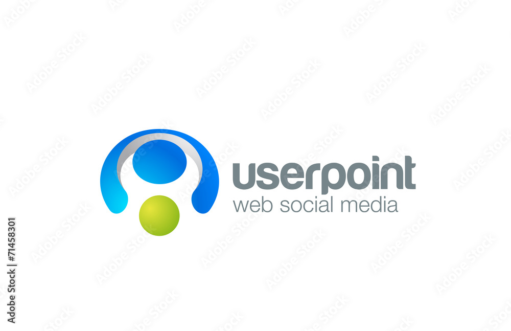 Poster circle web digital man logo design vector