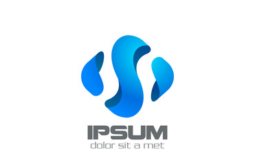 Abstract Rhombus Logo design vector. Wave Parts concept