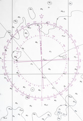 Navigation chart fragment with compass deviation symbol