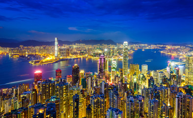 Fototapeta na wymiar Hong Kong skyline at night, China